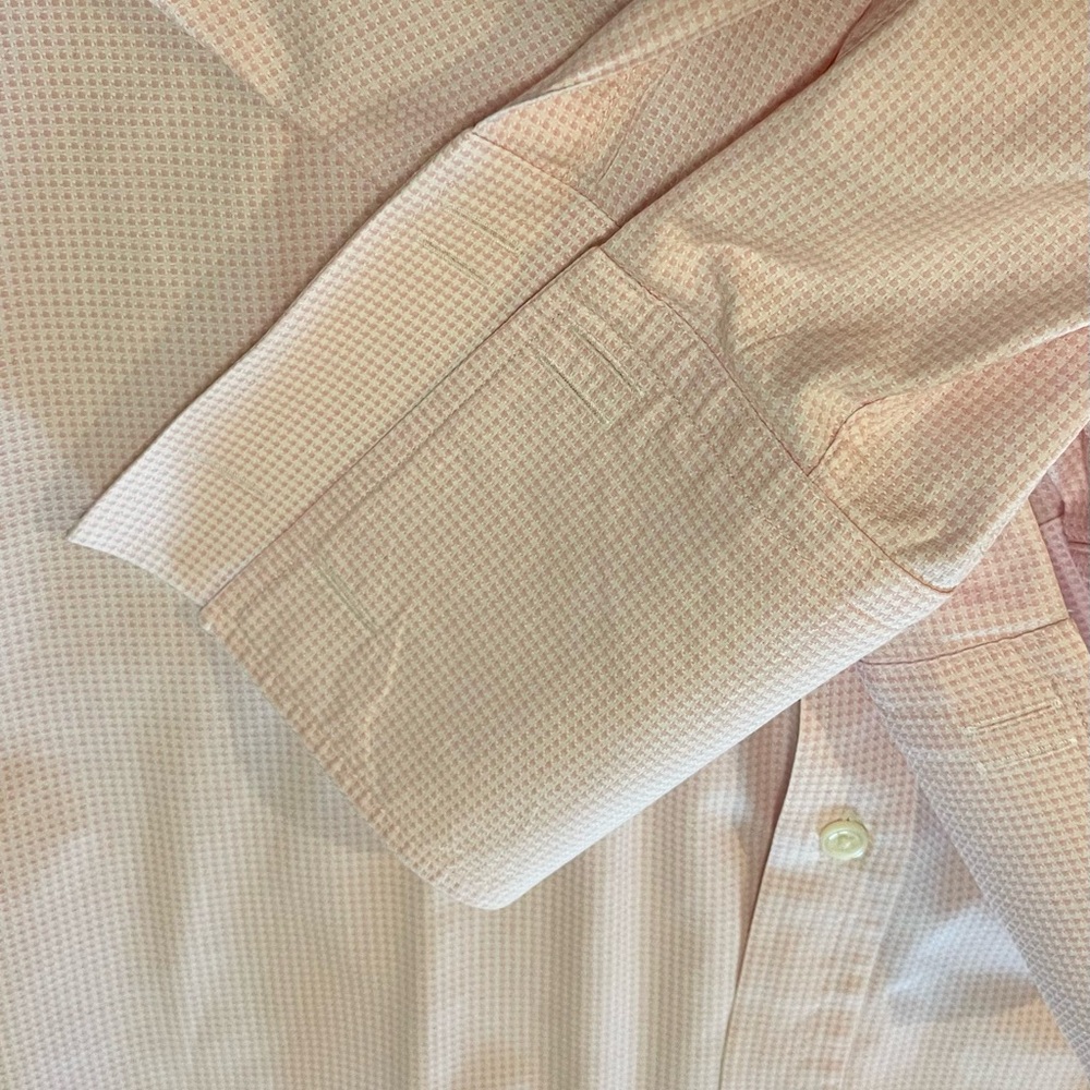Charles Tyrwhitt 17/35 Light Pink French Cuff Checkered Shirt - Picture 4 of 4
